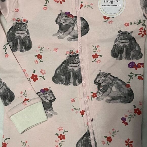 Burt’s Bees Baby Floral Hippo Romper Pajama’s  Size 18 Months - Picture 10 of 11